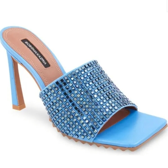 🔹️BCBGMaxazria 🔹️blue Porsha Slide Dress Heels - Picture 1 of 7